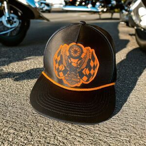 Harley-Davidson Satin Anniversary Eagle Snapback Cap Black Orange New
